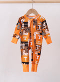 Orange Tennessee vols bamboo zipper onesie