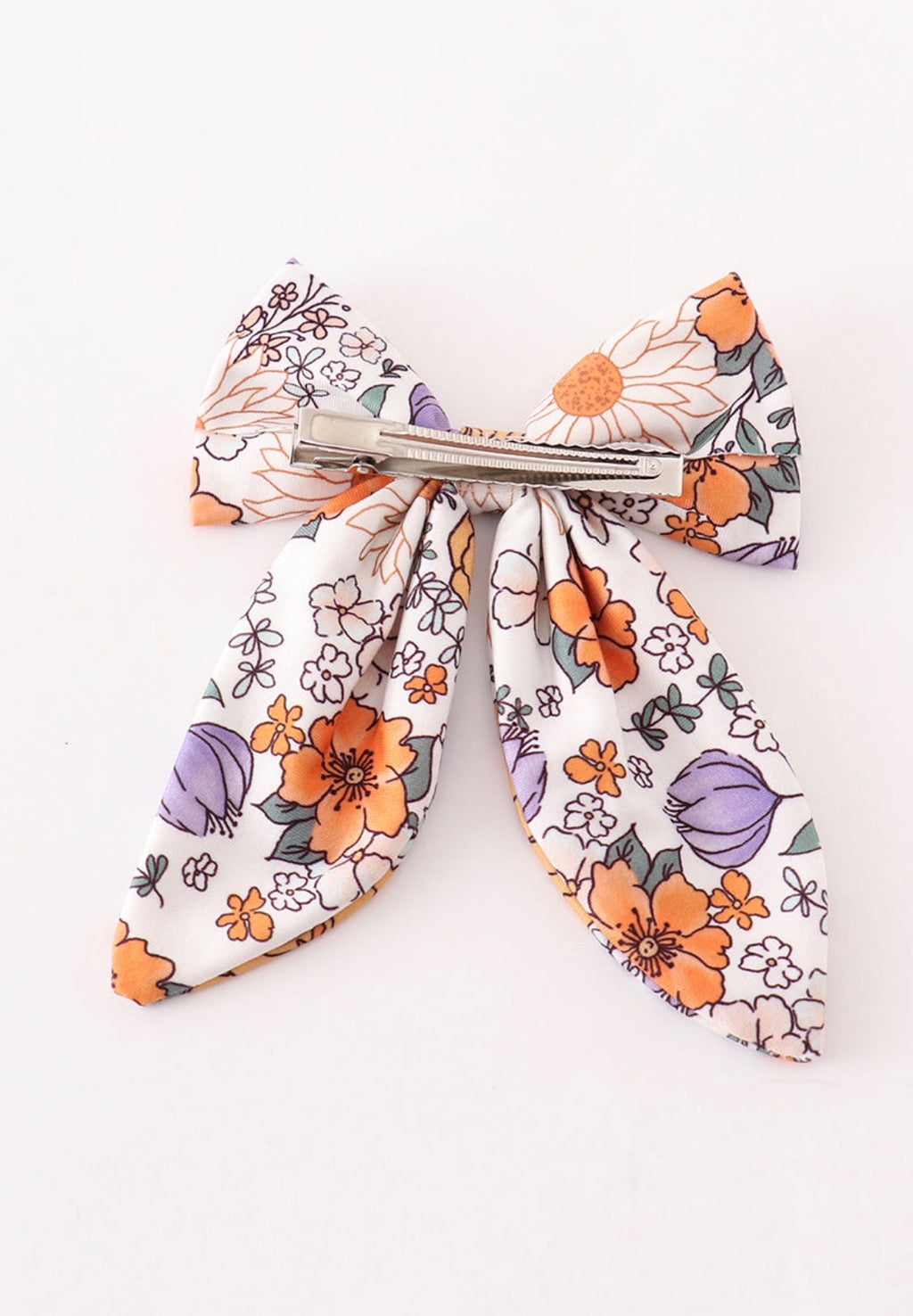 Coral floral print hair clip