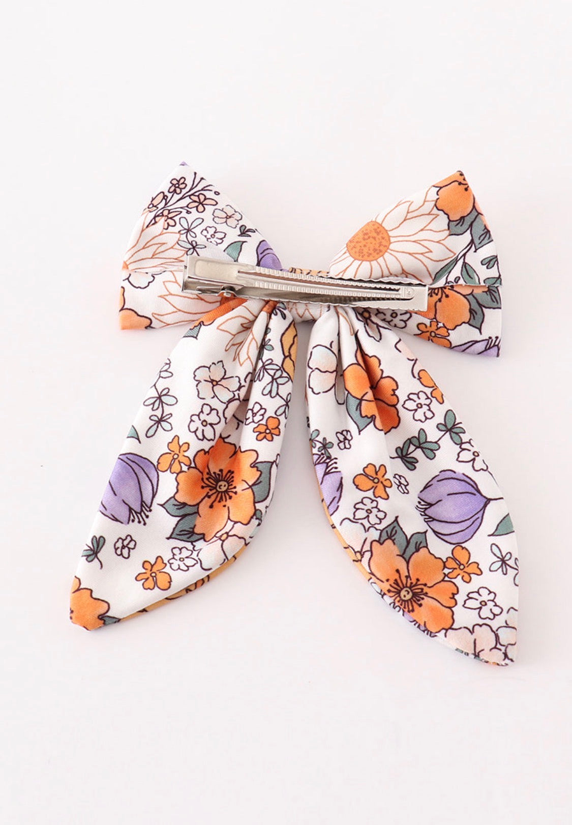 Coral floral print hair clip