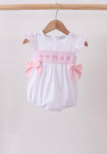 White bow smocked jacquard bubble
