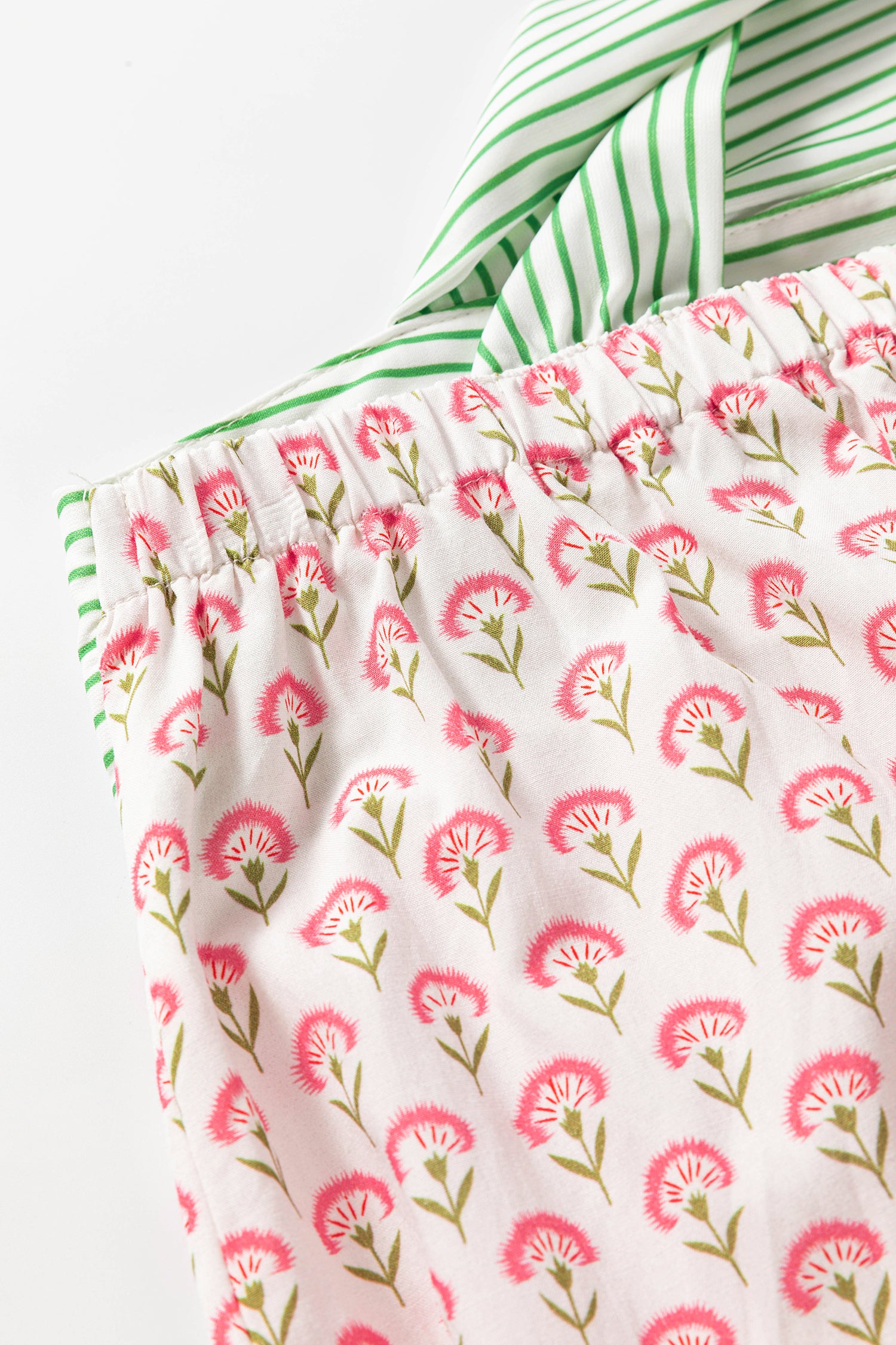 Pink Floral Printed Knot Straps Babydoll Tank Top