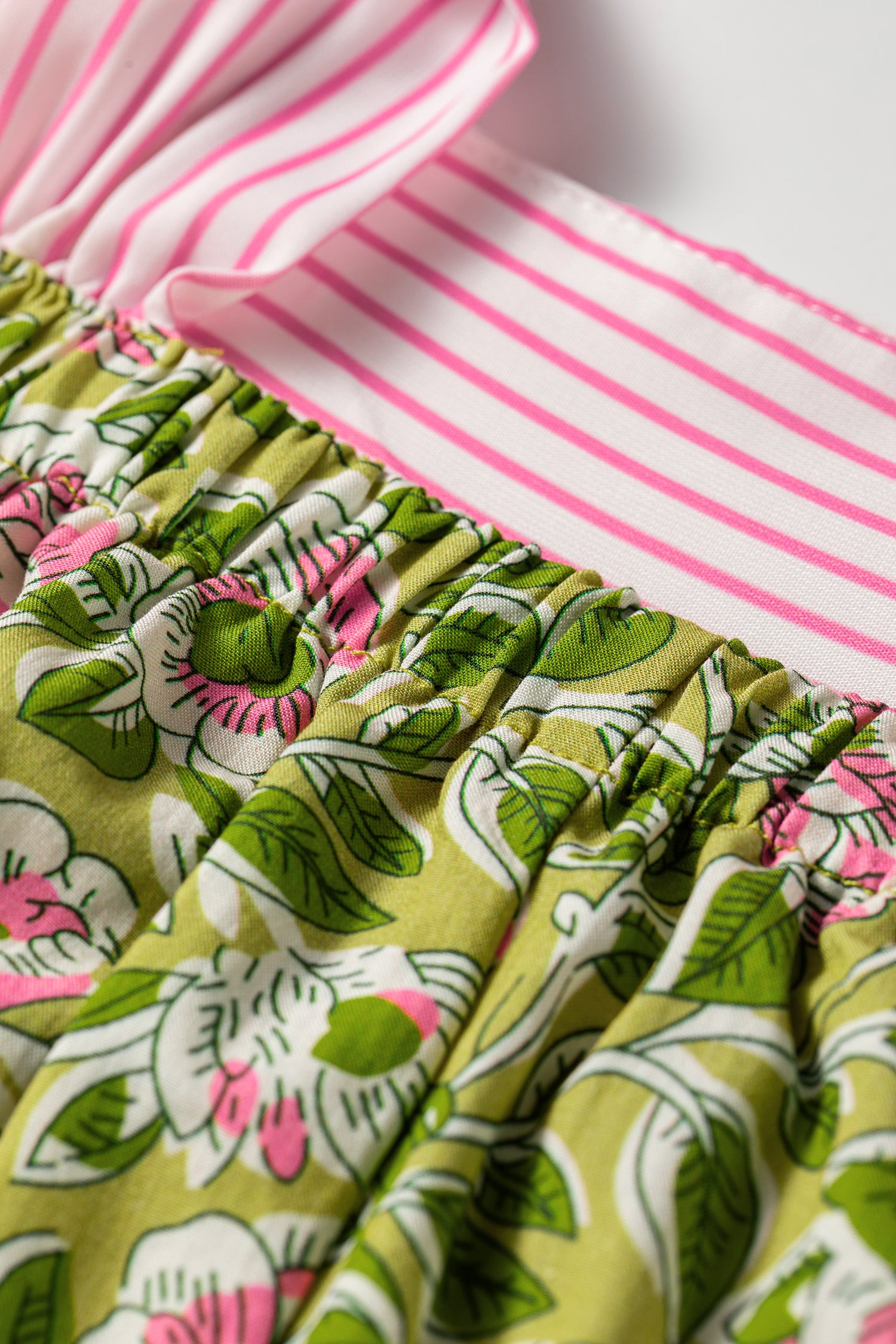 Pink Floral Printed Knot Straps Babydoll Tank Top