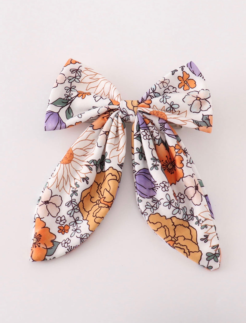 Coral floral print hair clip