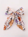 Coral floral print hair clip