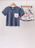 Blue sailboat print set