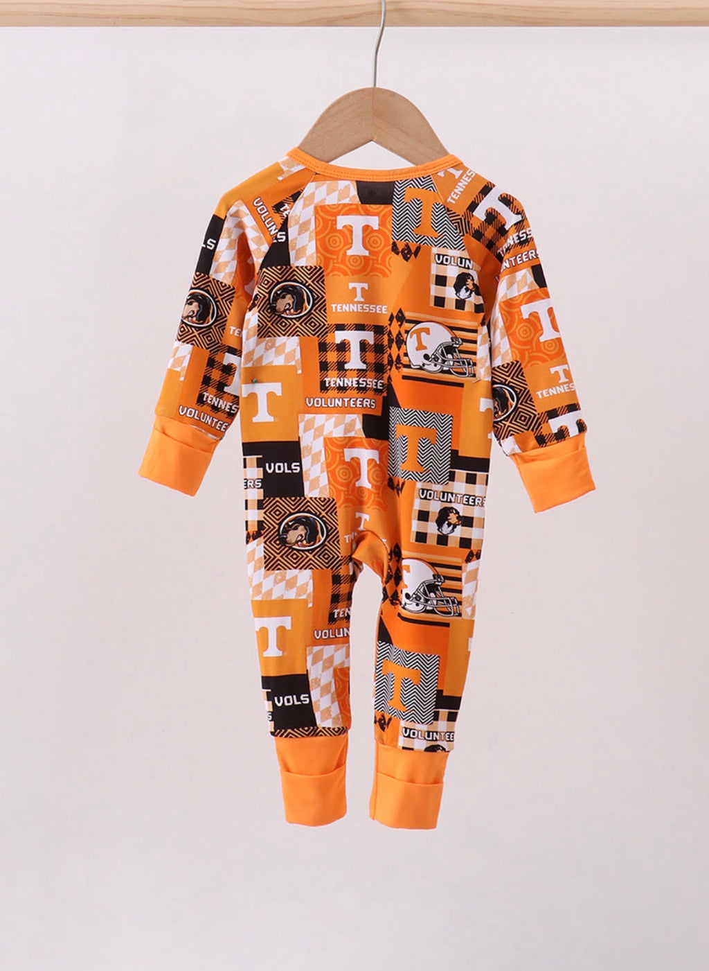 Orange Tennessee vols bamboo zipper onesie