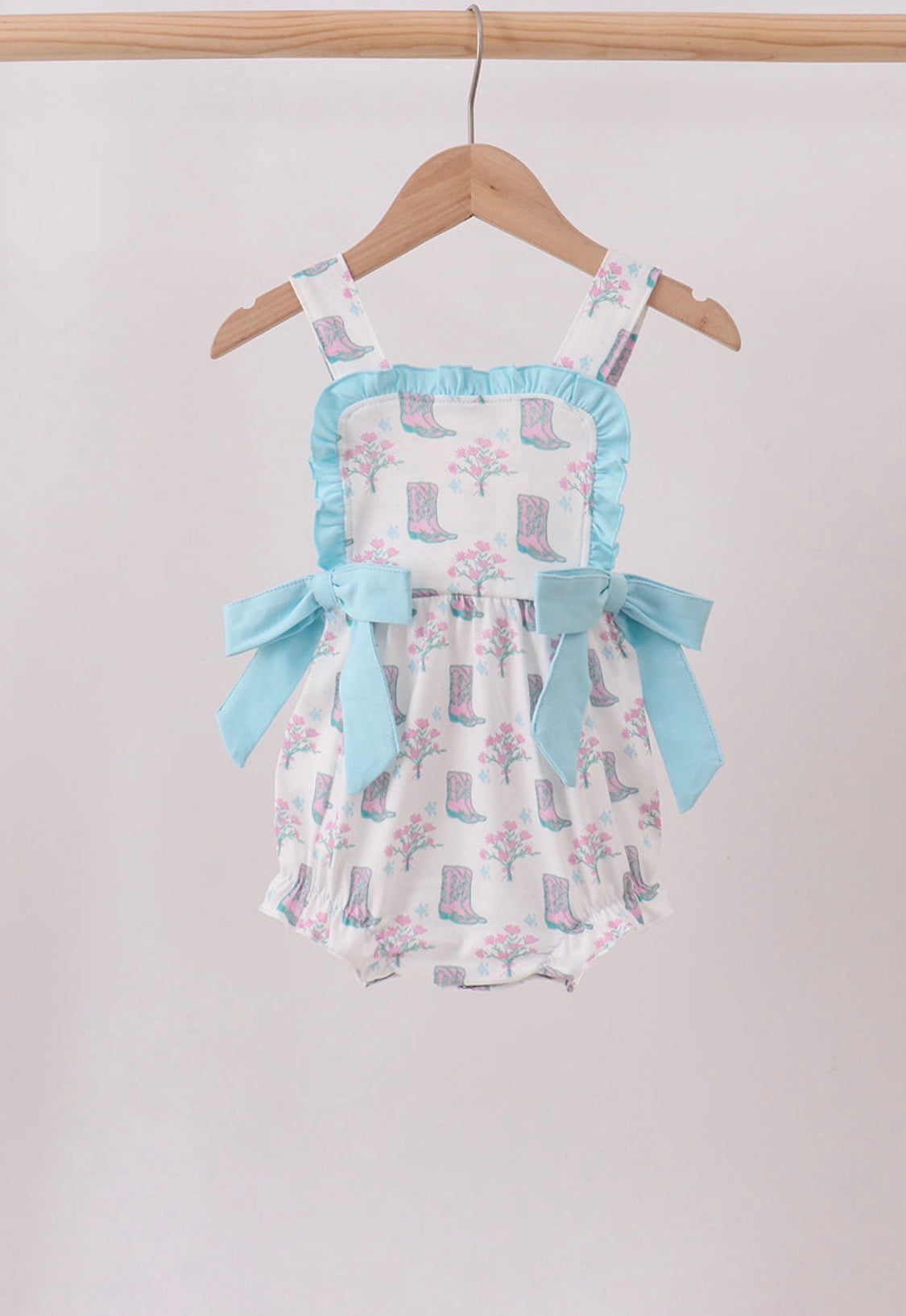 blue boots ruffle bubble
