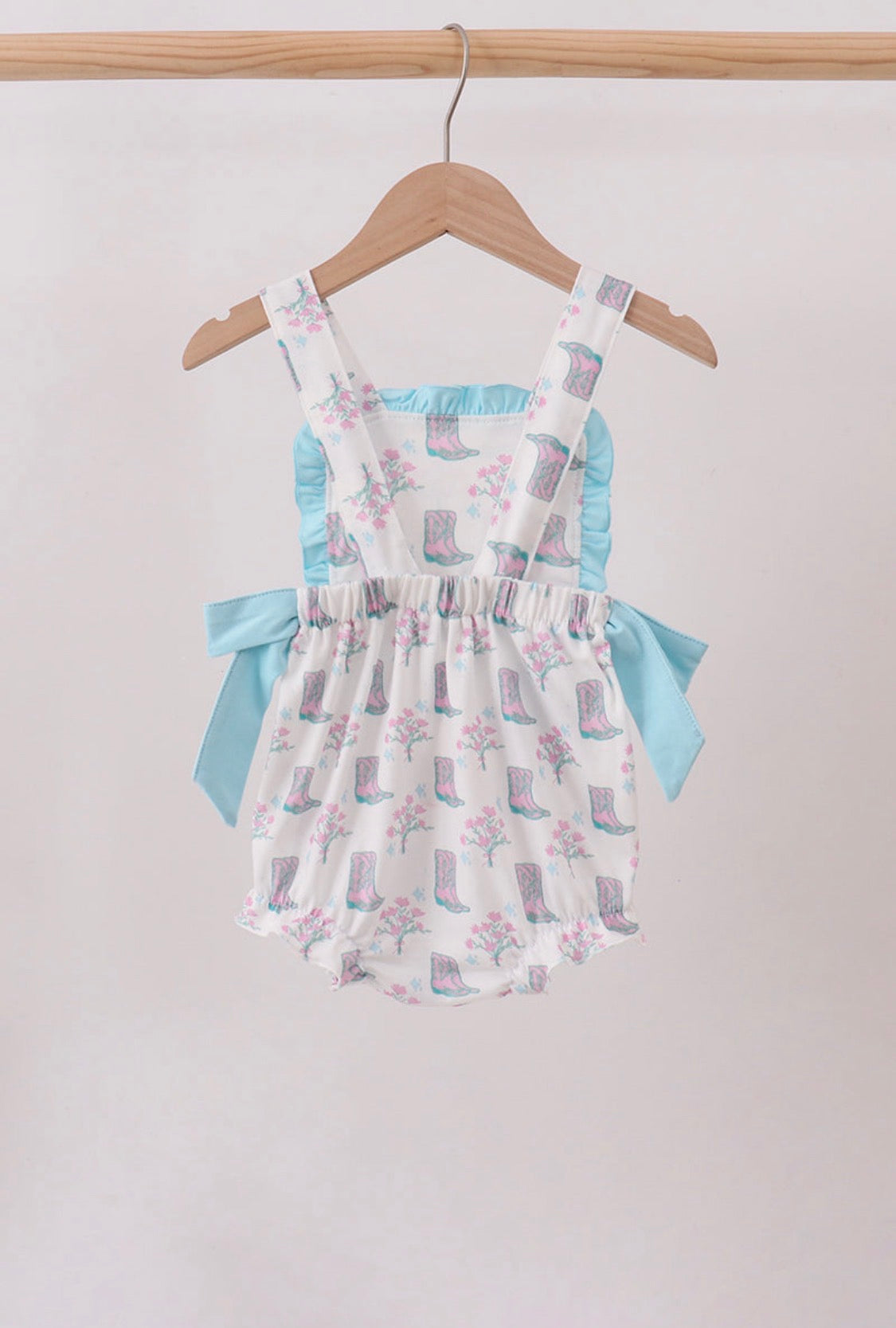 blue boots ruffle bubble