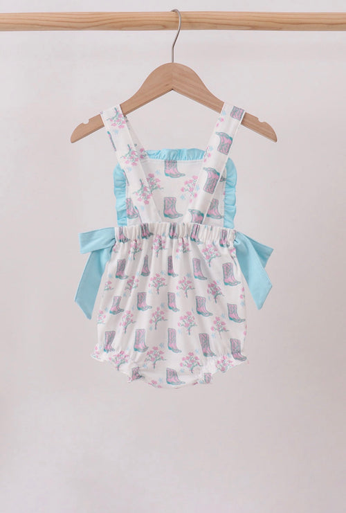 blue boots ruffle bubble