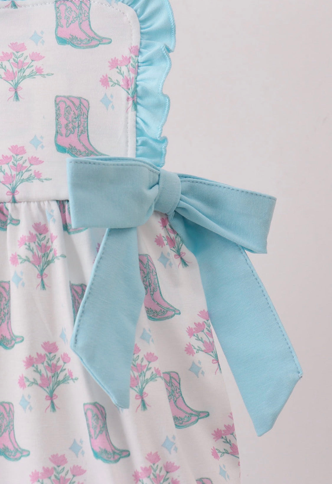 blue boots ruffle bubble
