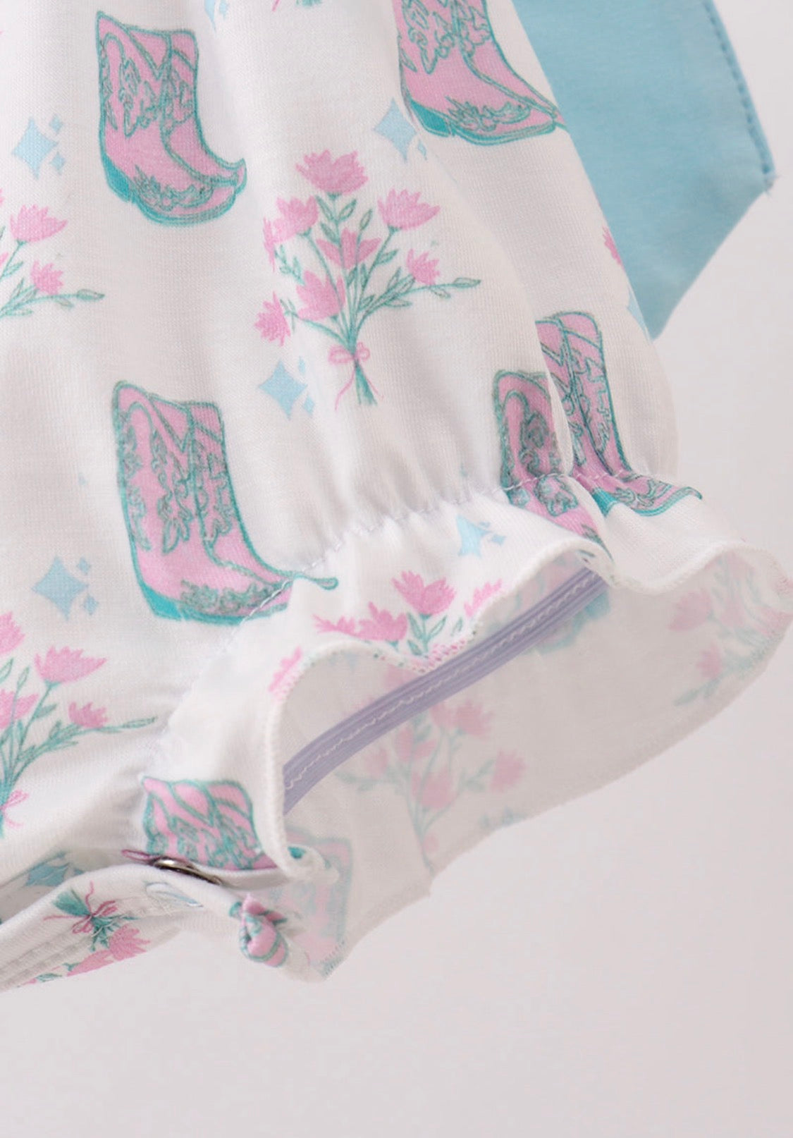 blue boots ruffle bubble