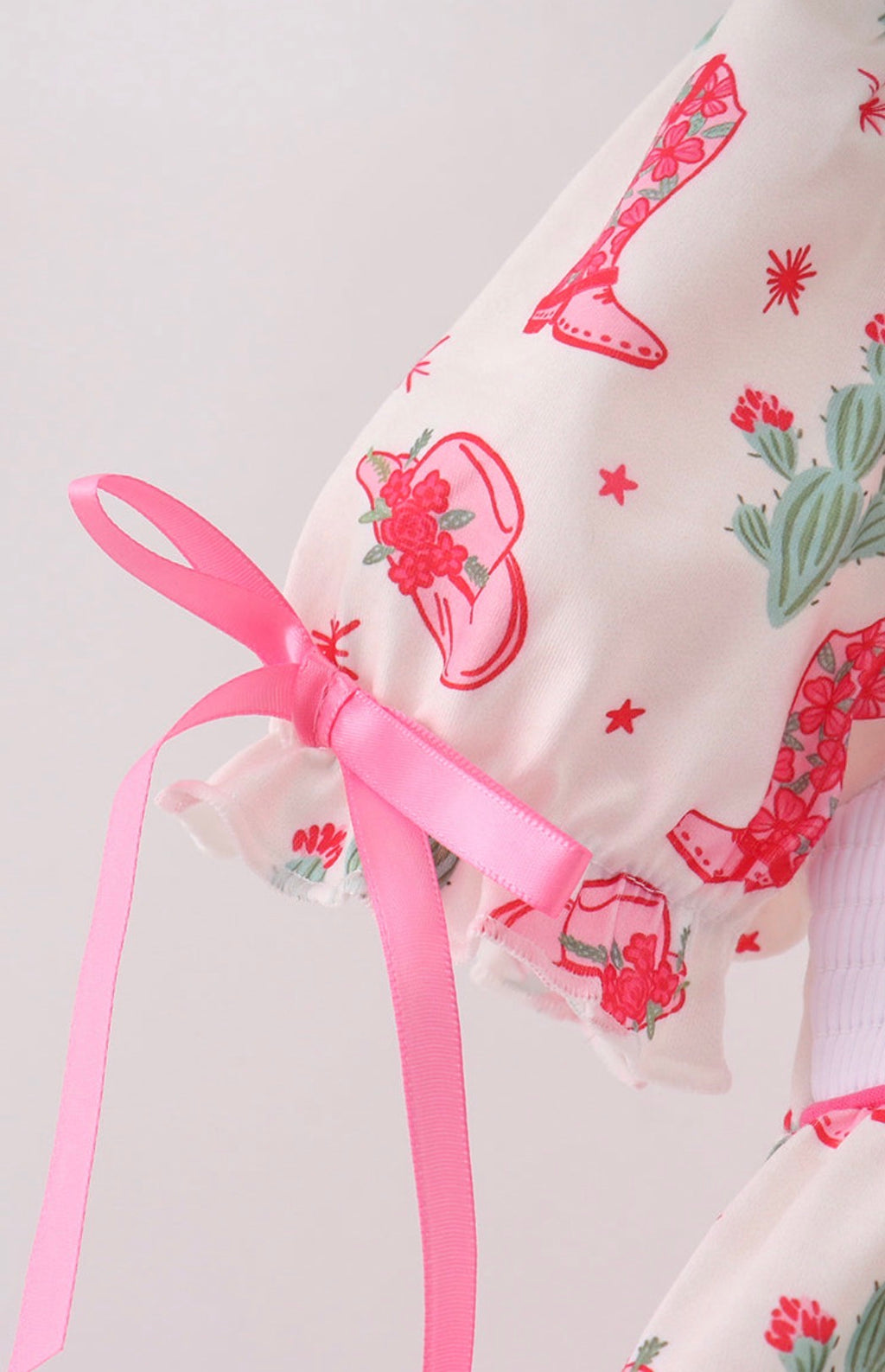pink boots smocked dress