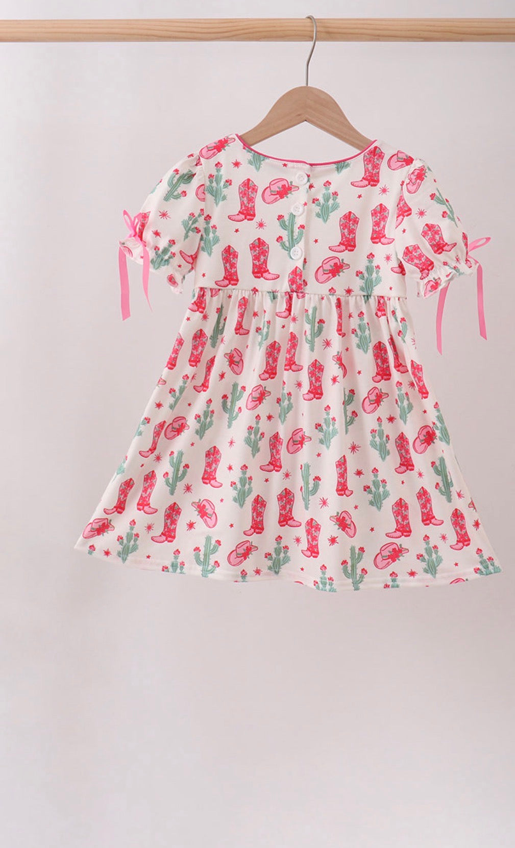 pink boots smocked dress