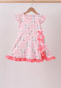 Pink floral ruffle dress