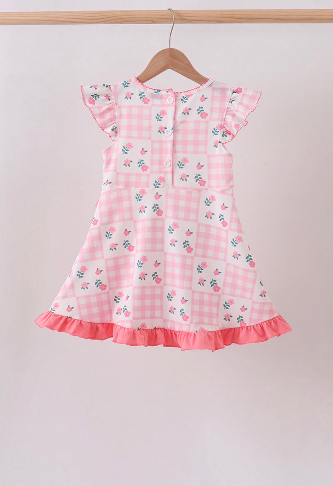 Pink floral ruffle dress