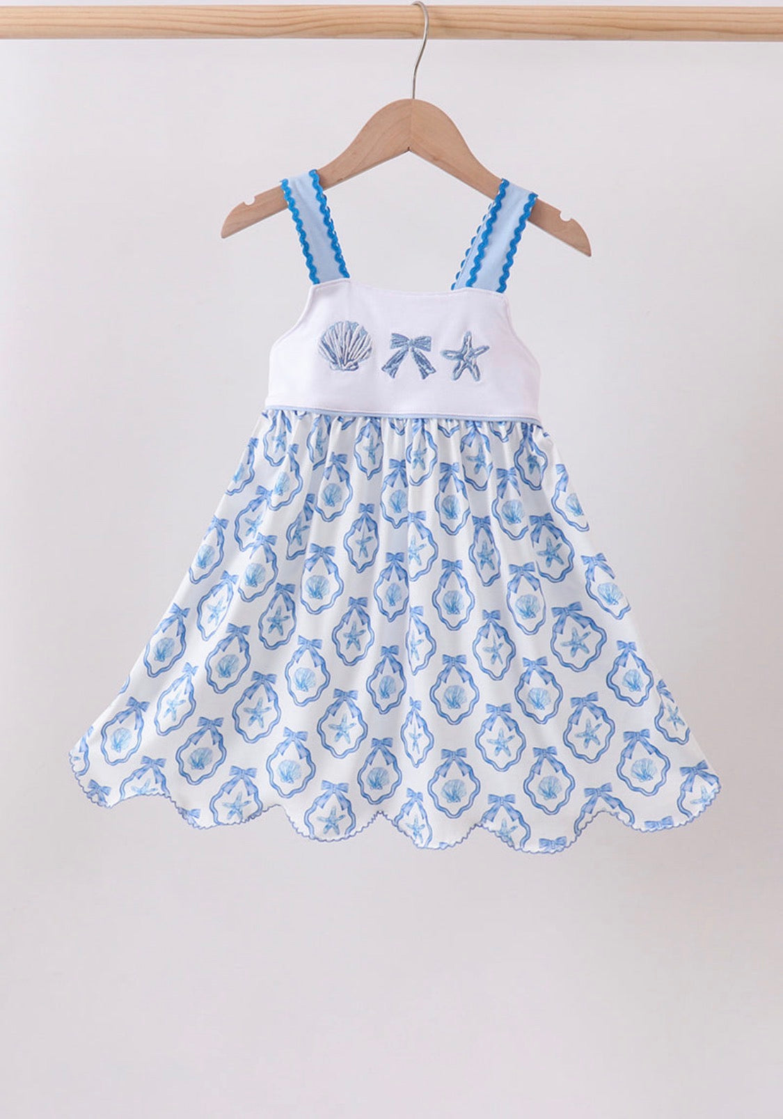 Blue shells embroidered dress