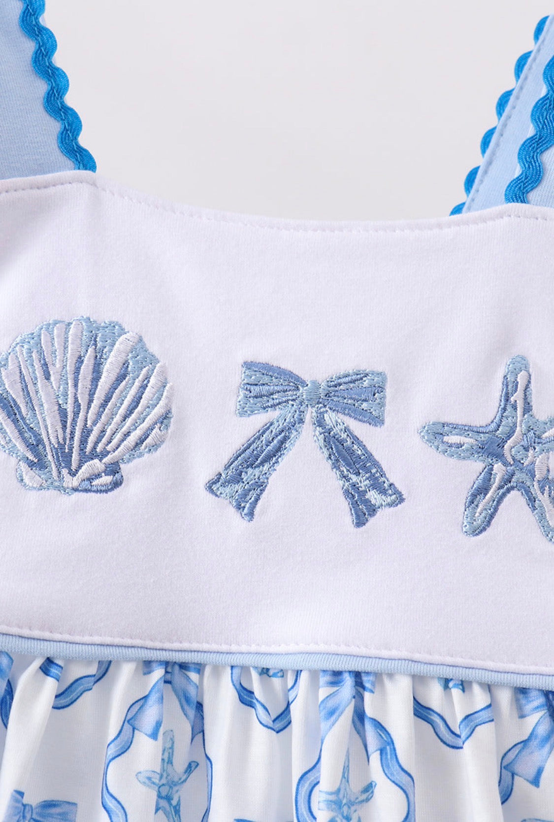 Blue shells embroidered dress