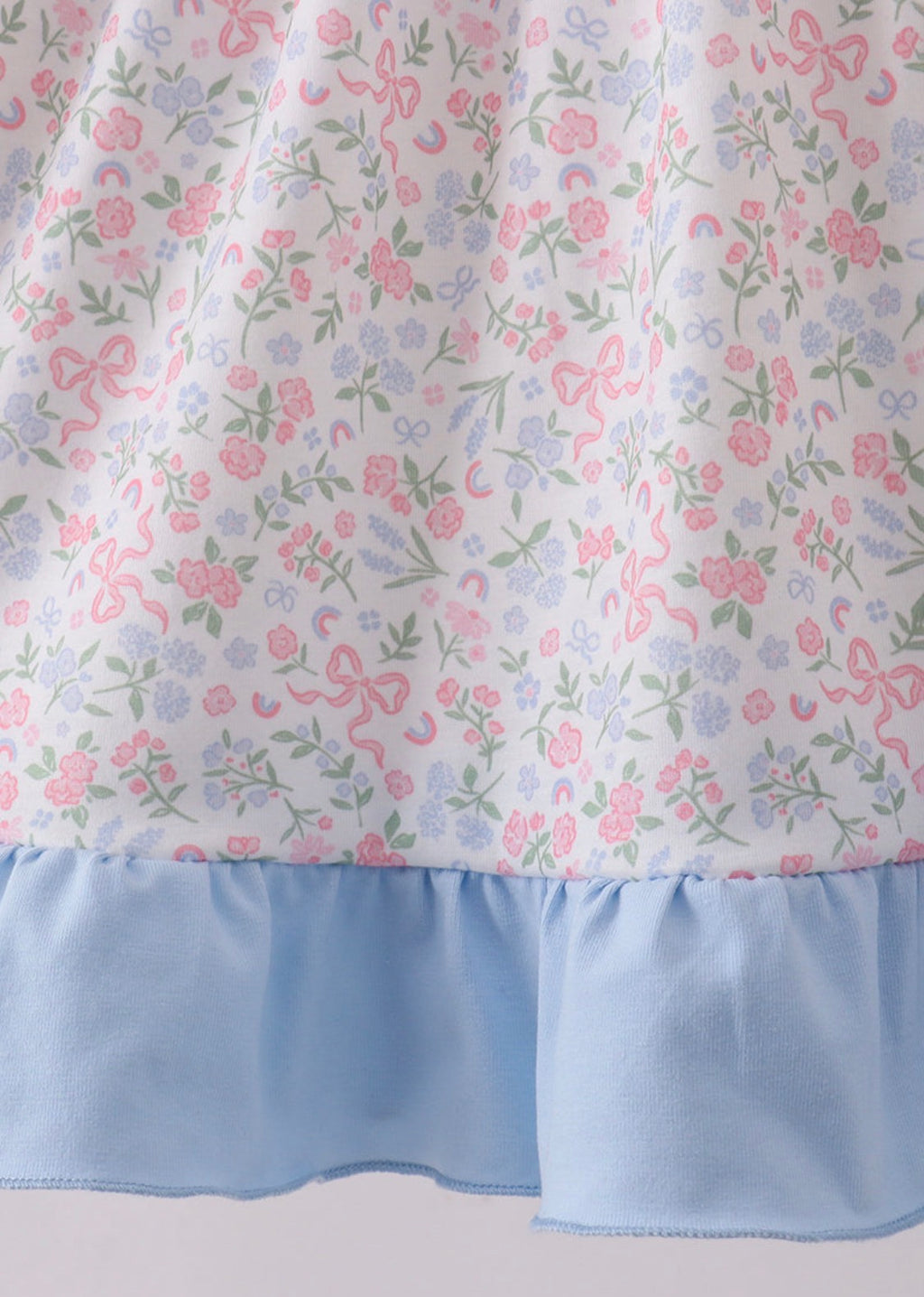 Blue floral print ruffle dress