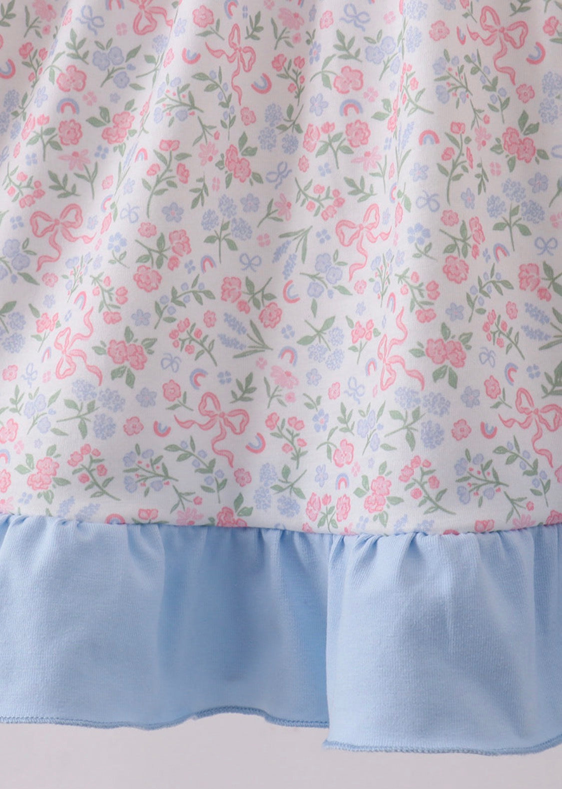 Blue floral print ruffle dress