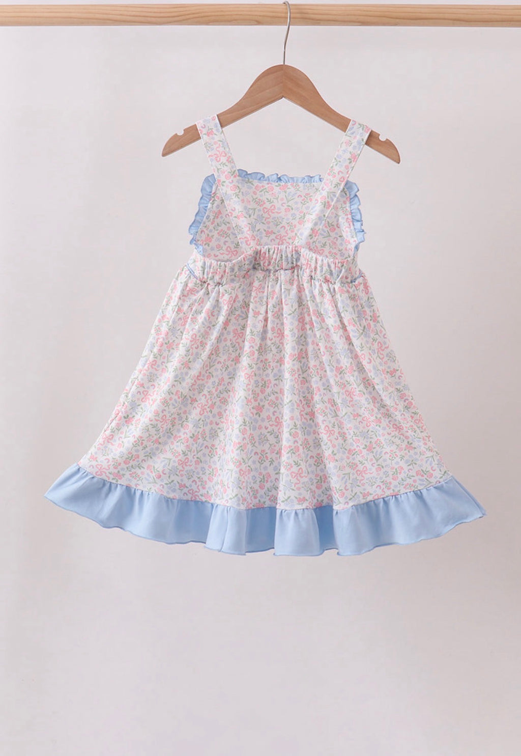 Blue floral print ruffle dress