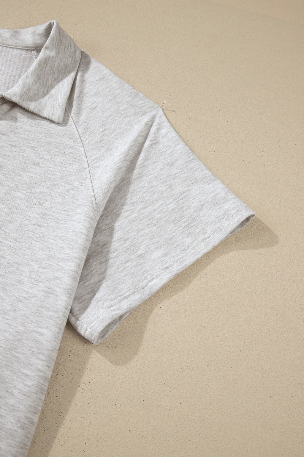 Light Grey Plus Size Solid V-Neck Short Sleeve Elastic Waist Two-Piece Set